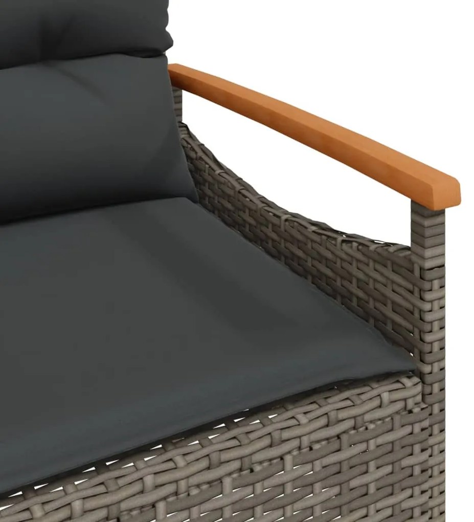3 pcs conjunto sofás de jardim c/ almofadões vime PE cinzento