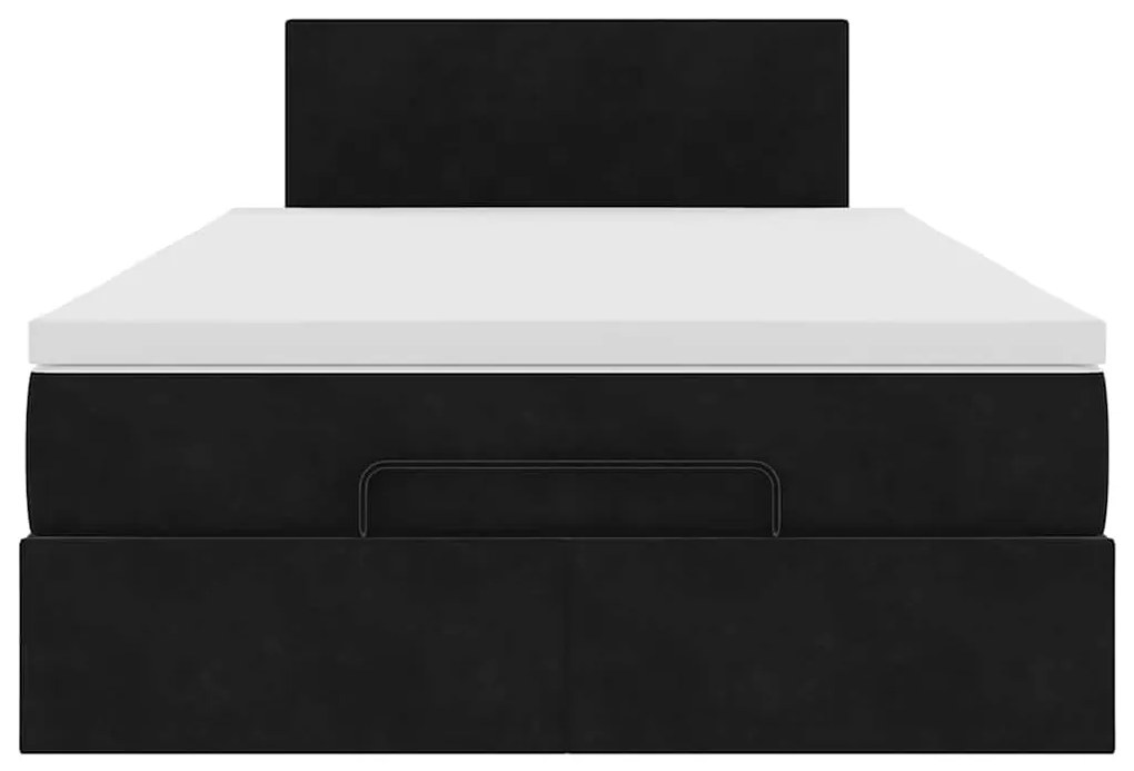 Estrutura de cama otomana com colchão 120x200 cm veludo preto