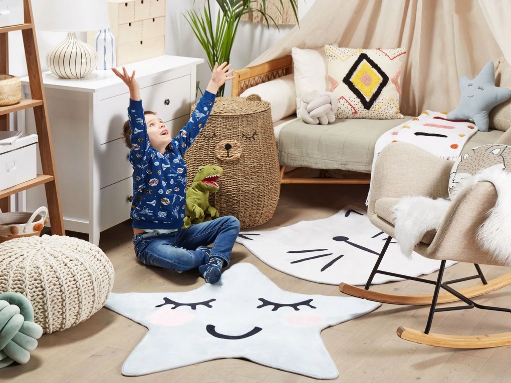 Tapete infantil com desenho de gato branco ⌀ 100 cm KITTY Beliani