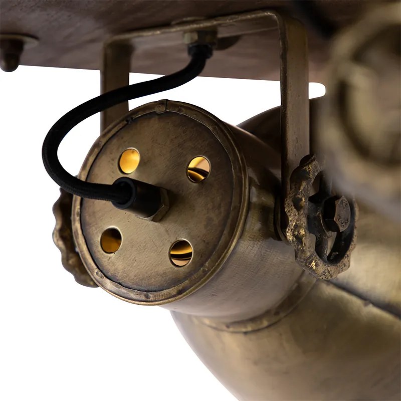 Candeeiro de teto bronze com madeira 3 luzes - Mangoes