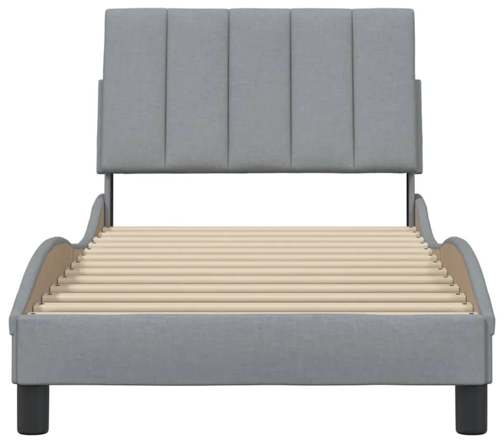 Estrutura de cama sem colchão 90x190 cm tecido cinzento-claro