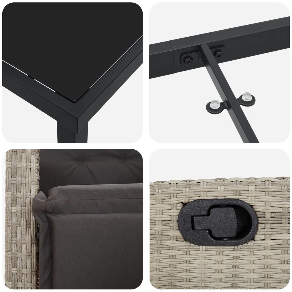Conjunto de Jantar de Jardim 9 Peças Cinza Claro Rattan Poliéster