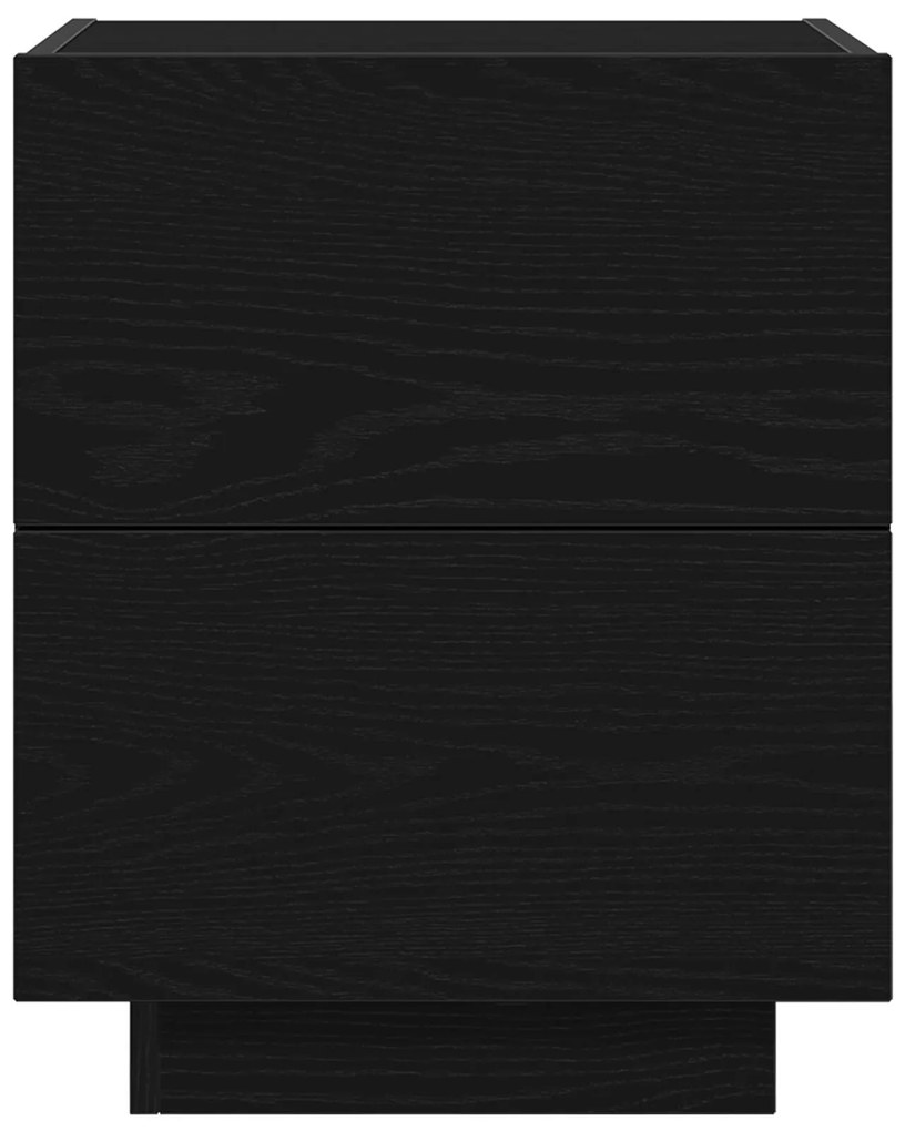Cômodas de Cabeceira com Luzes LED 2 pcs Carvalho Preto 45x40x55 cm