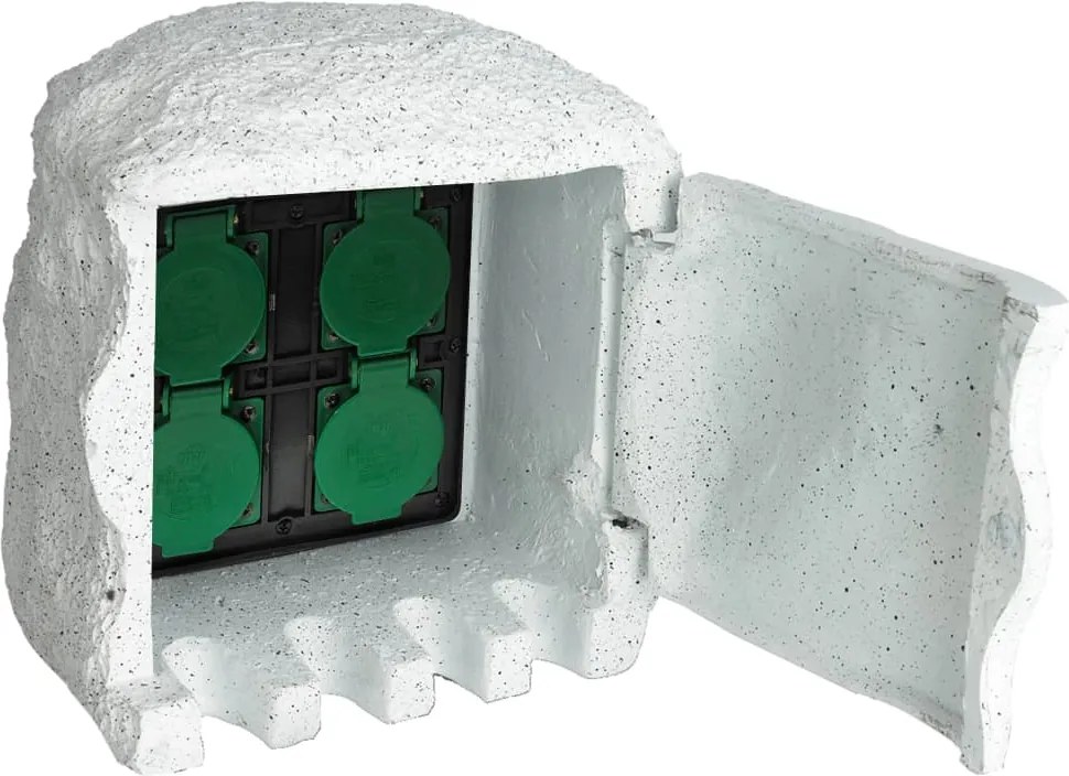 vidaXL Unidade de jardim com 4 tomadas à prova de água resina branco