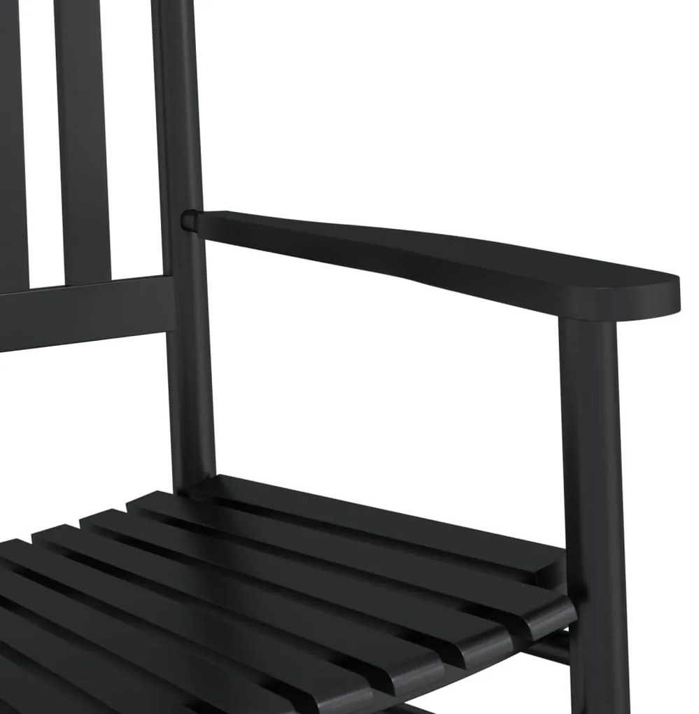 Cadeira de baloiço com mesa dobrável álamo maciço preto
