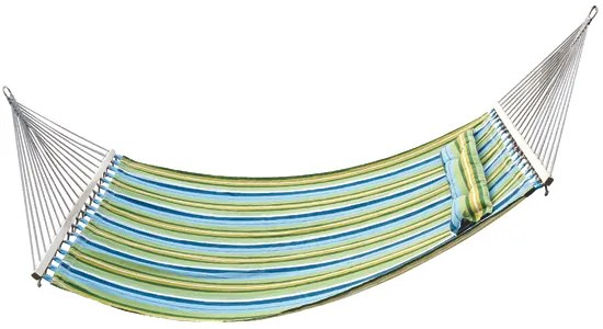 Rede pendurado jardim para 2 pessoas Rede Ecológica para Camping com Travesseiro de 210kg Listras Azuis e Verdes 2.1x1.4m