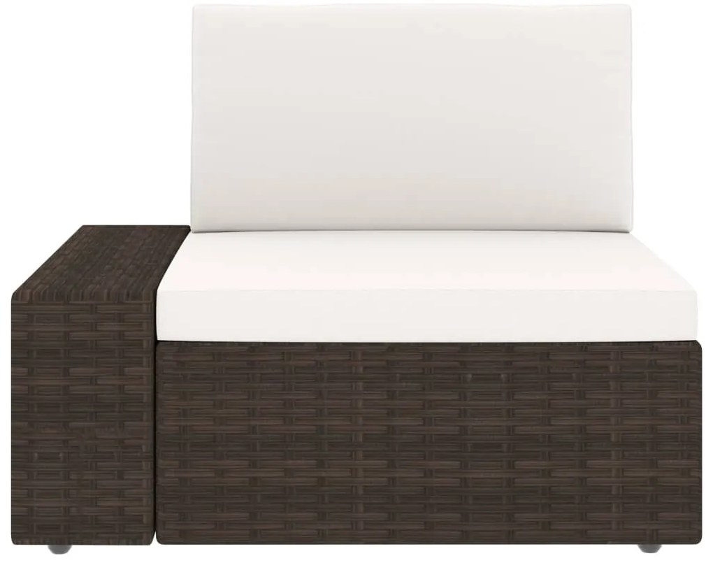 3 pcs conjunto lounge para jardim vime PE castanho