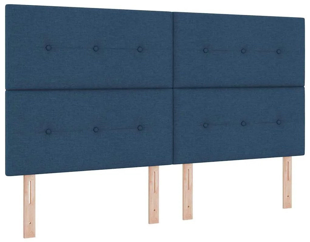 Cama Box com Colchão e LED Azul 180x200 cm, Tecido