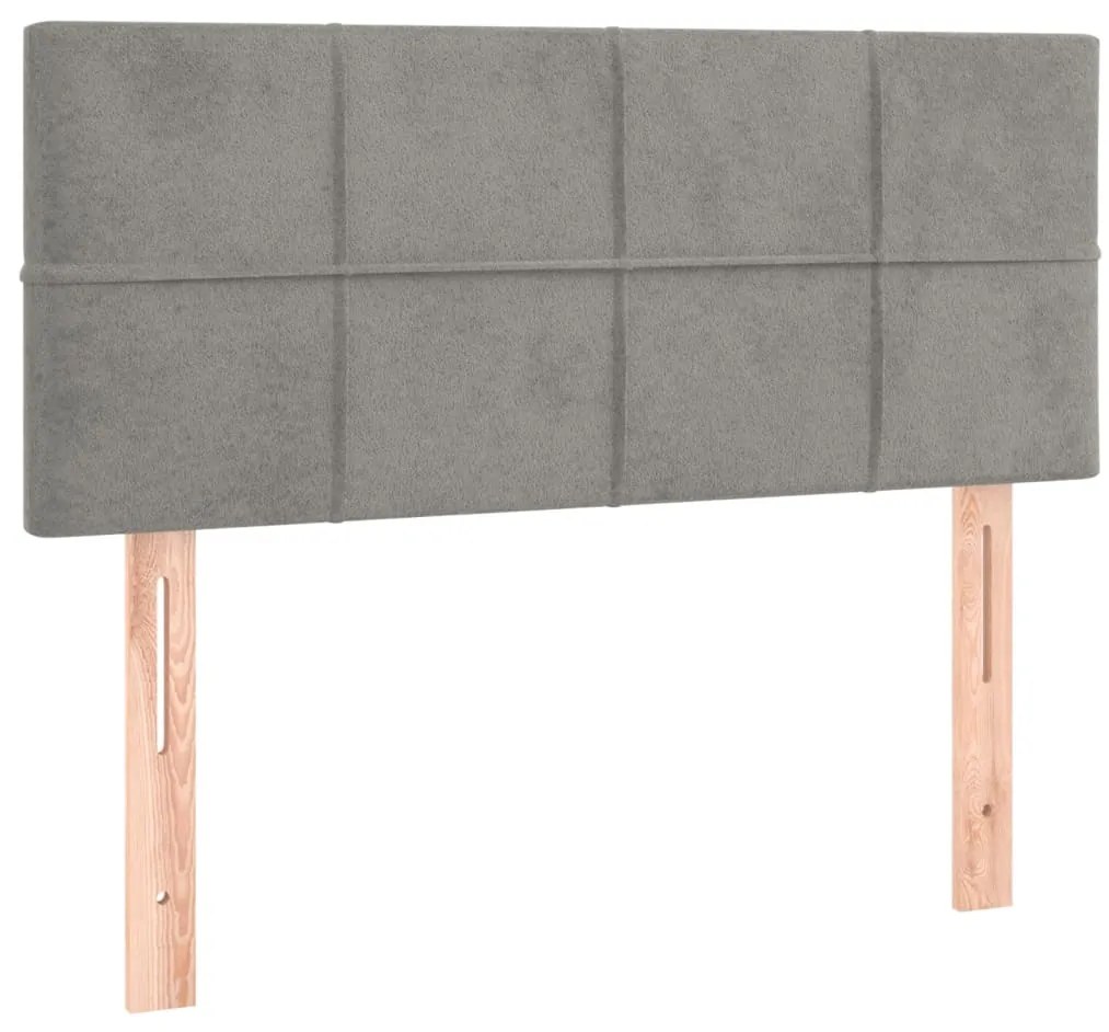 Cama com molas/colchão 90x190 cm veludo cinza-claro