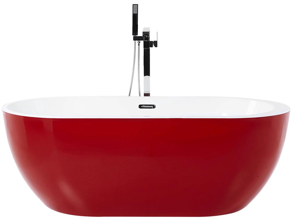 Banheira autónoma em acrílico vermelho 170 x 80 cm NEVIS Beliani