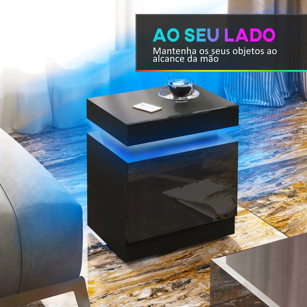 Mesa de Cabeceira com Luz LED Mesa de Cabeceira com Painel de Alto Bri