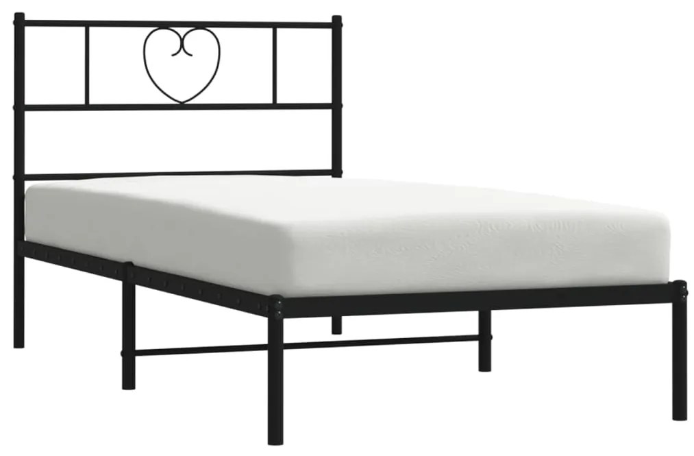 Estrutura de cama com cabeceira 90x200 cm metal preto
