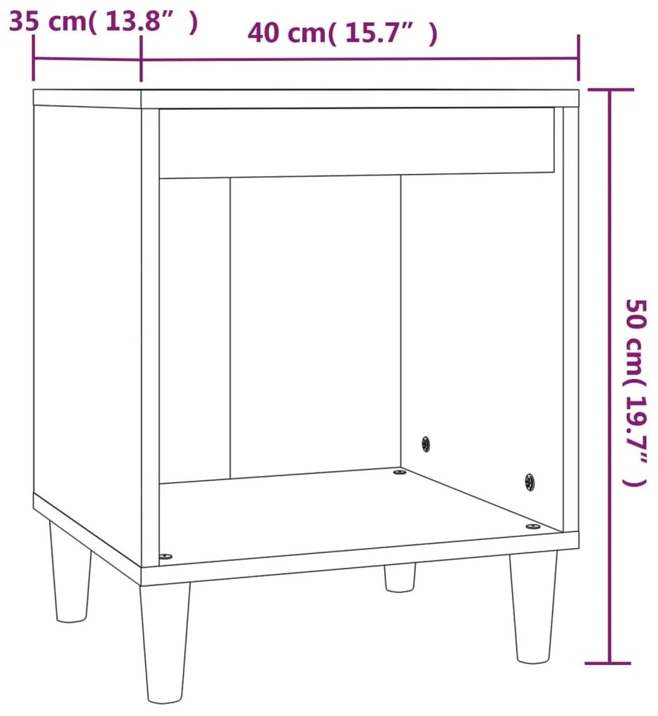 Mesa de cabeceira 40x35x50cm derivados madeira branco brilhante