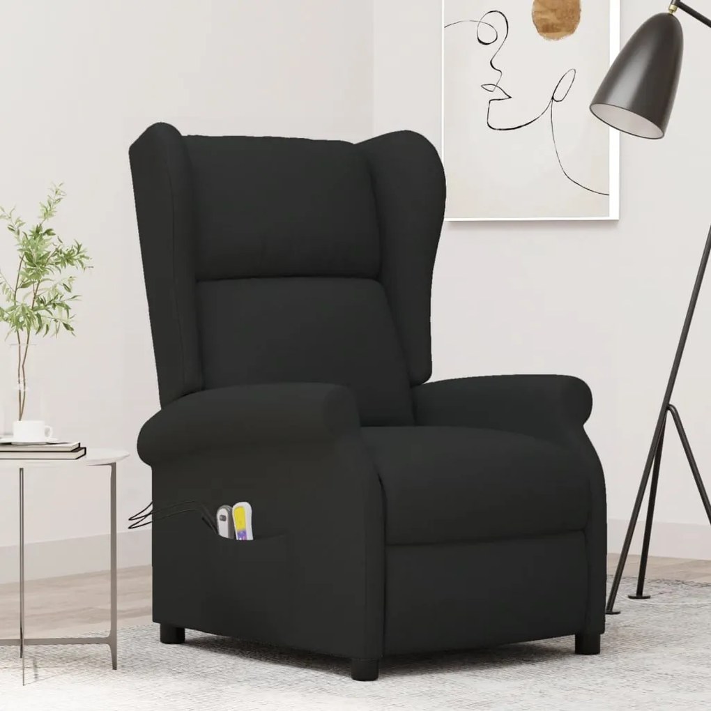 vidaXL Poltrona de massagens elétrica tecido preto