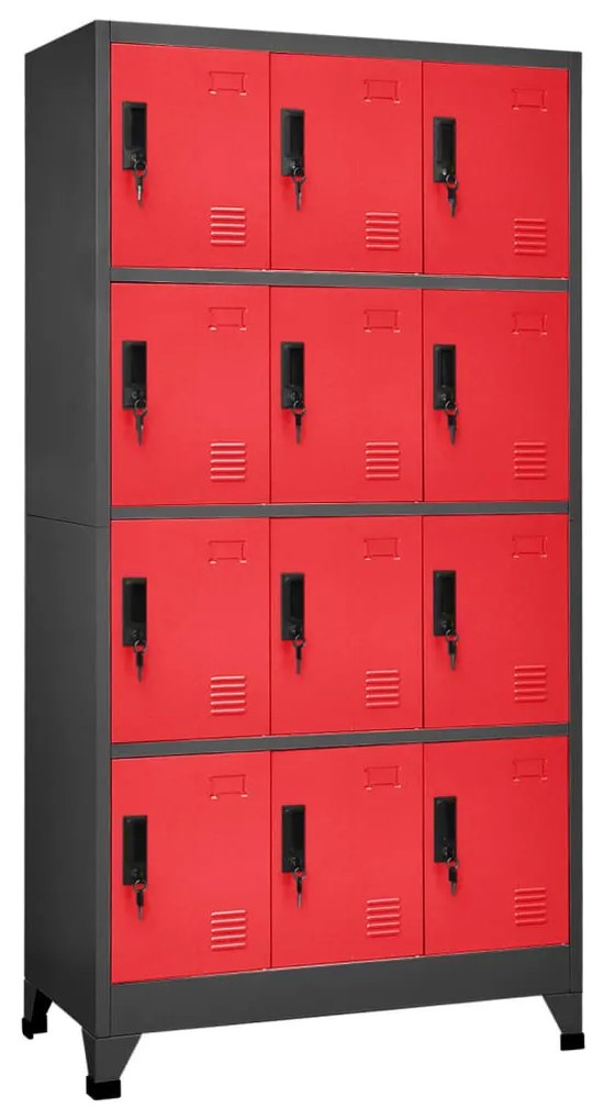 339817 vidaXL Cacifo aço 90x45x180 cm antracite e vermelho