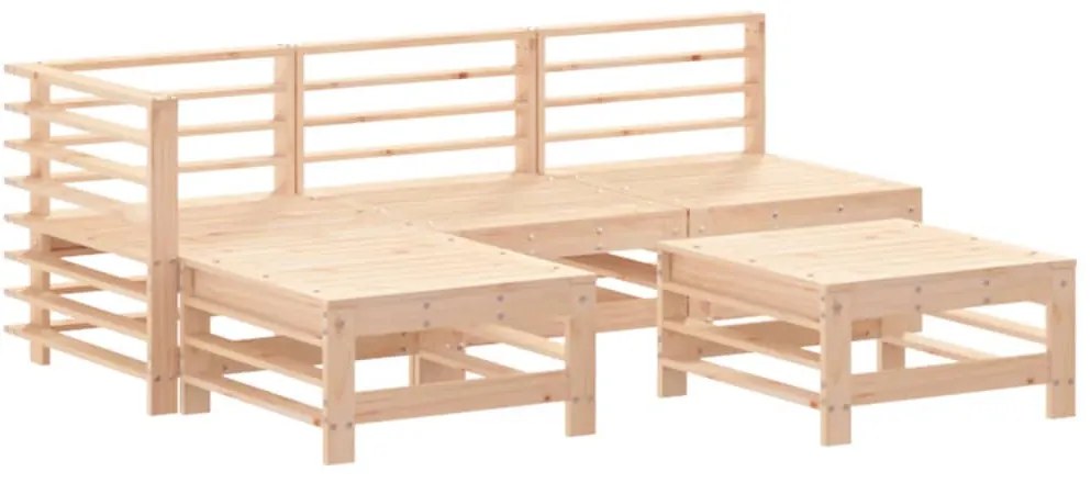 5 pcs conjunto lounge jardim com almofadões madeira maciça