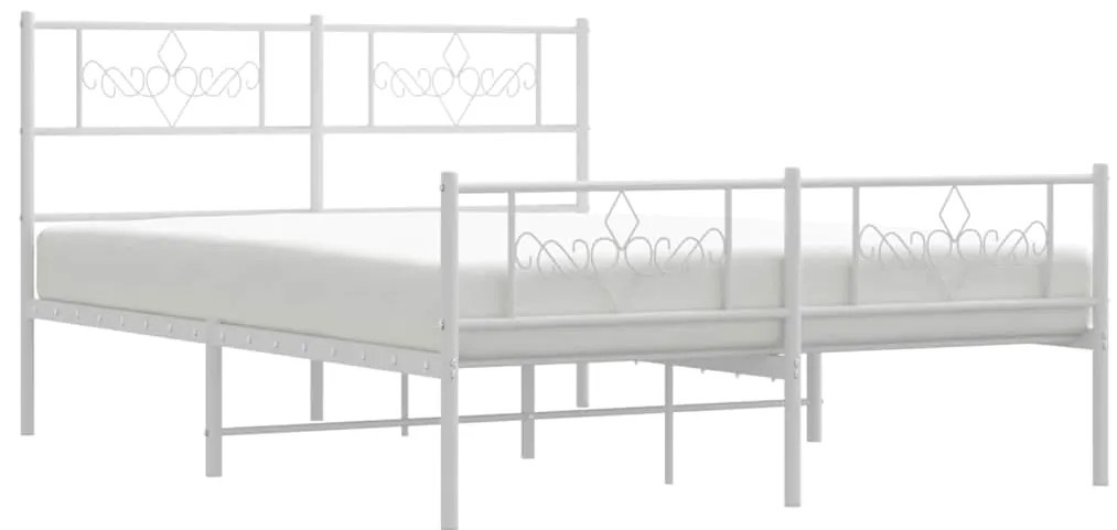 Estrutura de cama com cabeceira e pés 135x190 cm metal branco