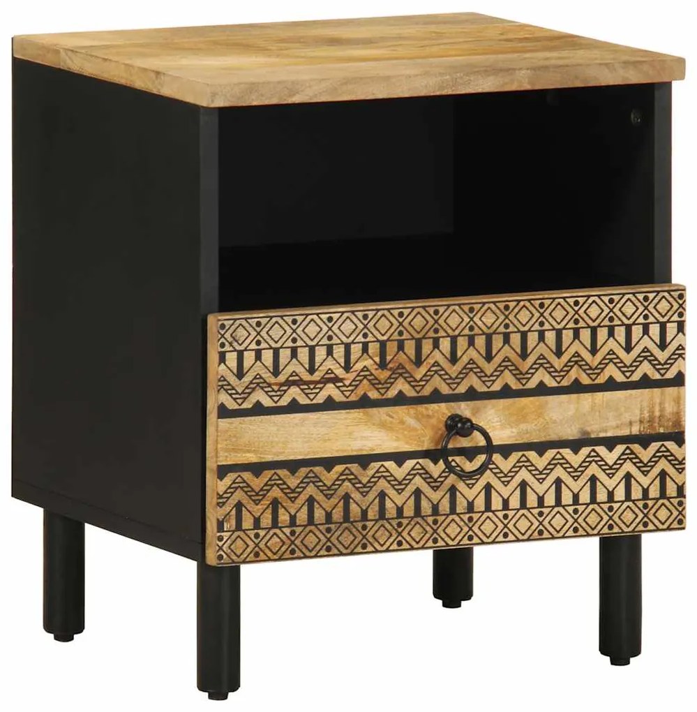 Mesas cabeceira 2 pcs 40x33x46 cm mangueira áspera maciça preto