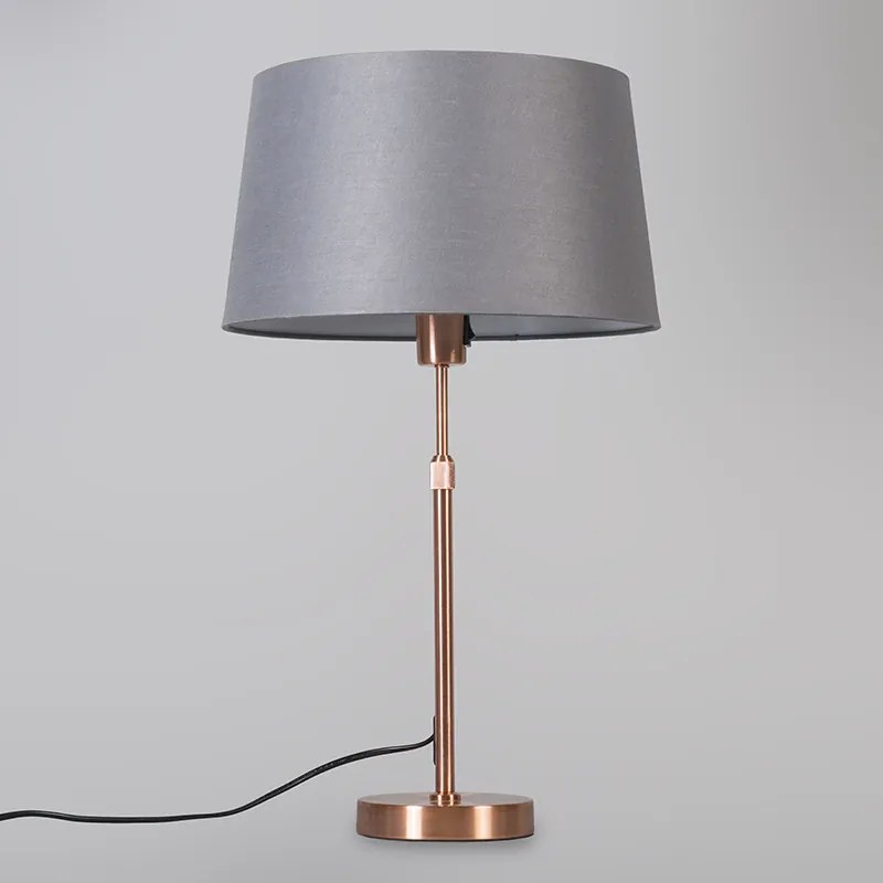 Candeeiro de mesa cobre com cúpula cinzenta 35 cm ajustável - Parte Moderno