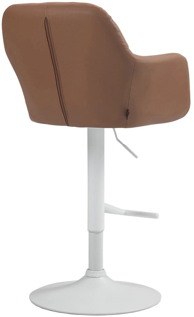 Banco de bar Natoma em couro sintético com estrutura branca 97-118 x 57 x 59 cm Castanho claro