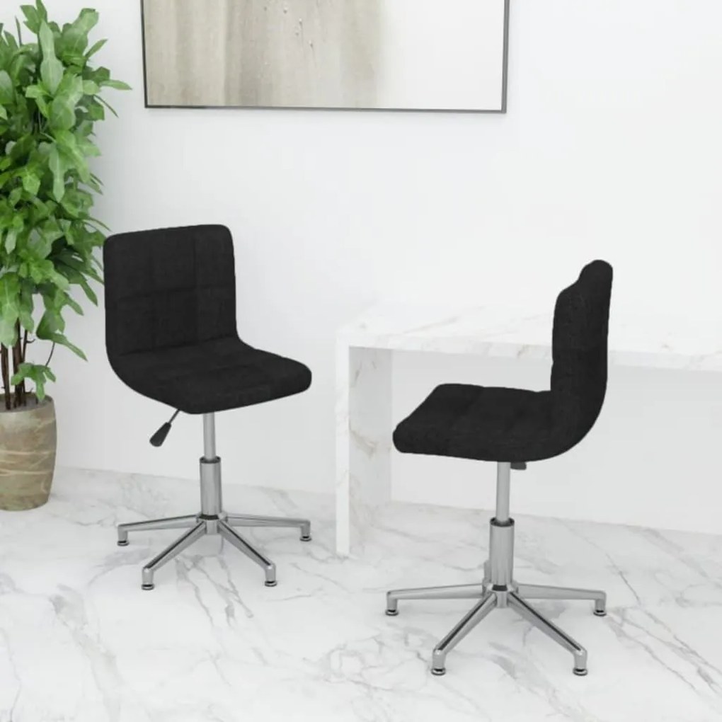 vidaXL Cadeiras de jantar giratórias 2 pcs tecido preto