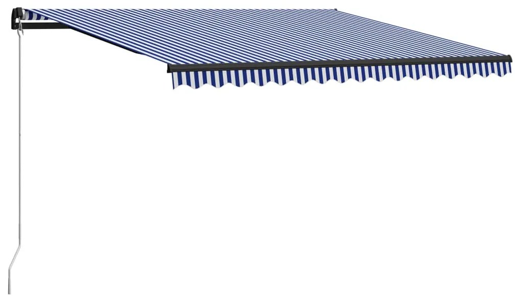 vidaXL Toldo retrátil manual 450x300 cm azul e branco