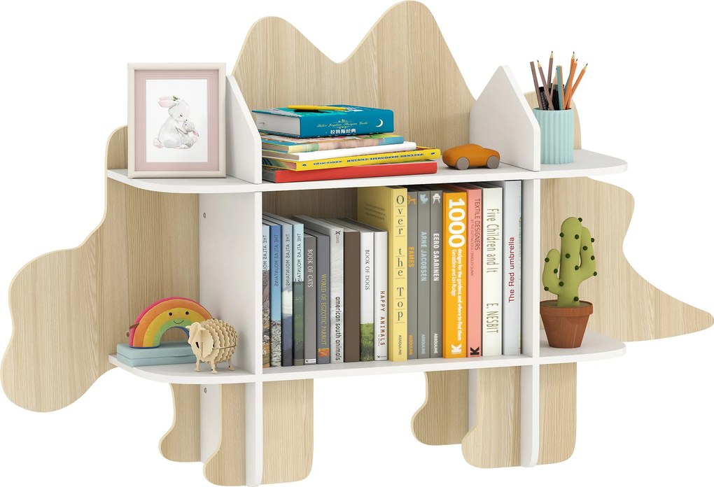 Estante infantil para arrumação de brinquedos e livros, com 6 compartimentos, 120 x 28 x 72,2 cm, em madeira natural