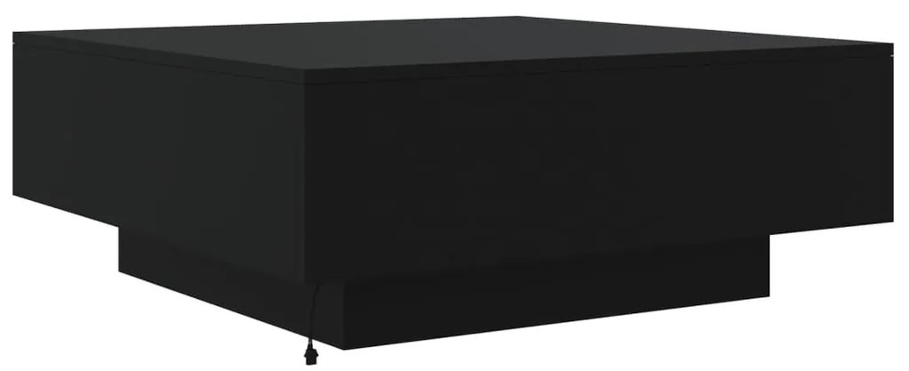 Mesa de centro com luzes LED 80x80x31 cm preto