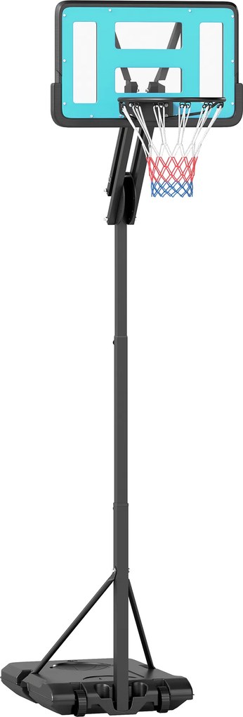 SPORTNOW Tabela de Basquetebol Ajustável de 146-236 cm Portátil com Rodas e Base Preenchível com Água ou Areia 71x45x146-236 cm Preto | Aosom Portugal
