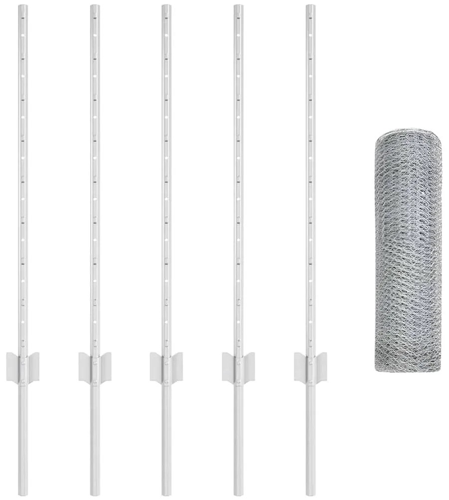 Postes de Cerca vidaXL 5 pcs U-Channel 80 cm Aço Galvanizado