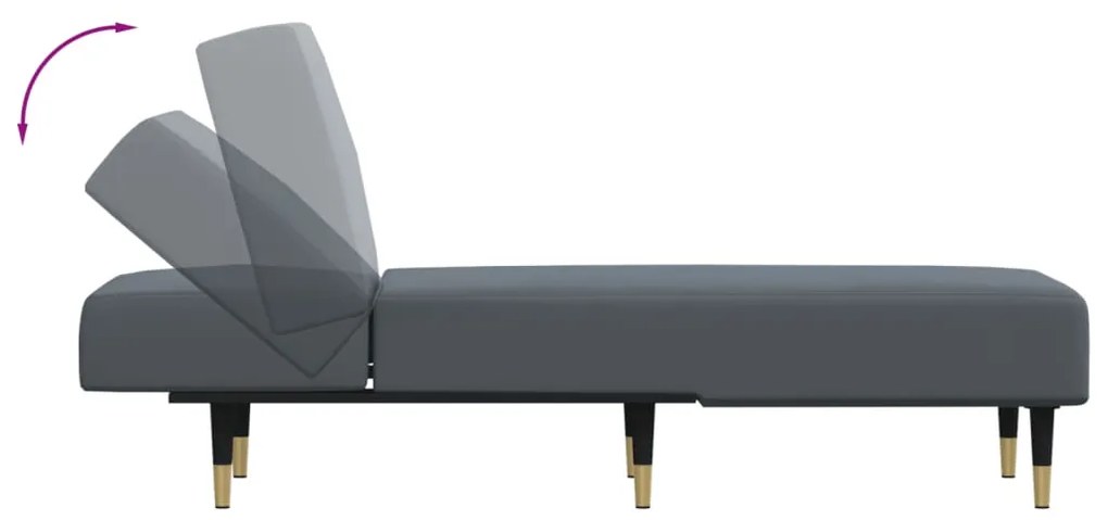 Chaise longue veludo cinzento-escuro