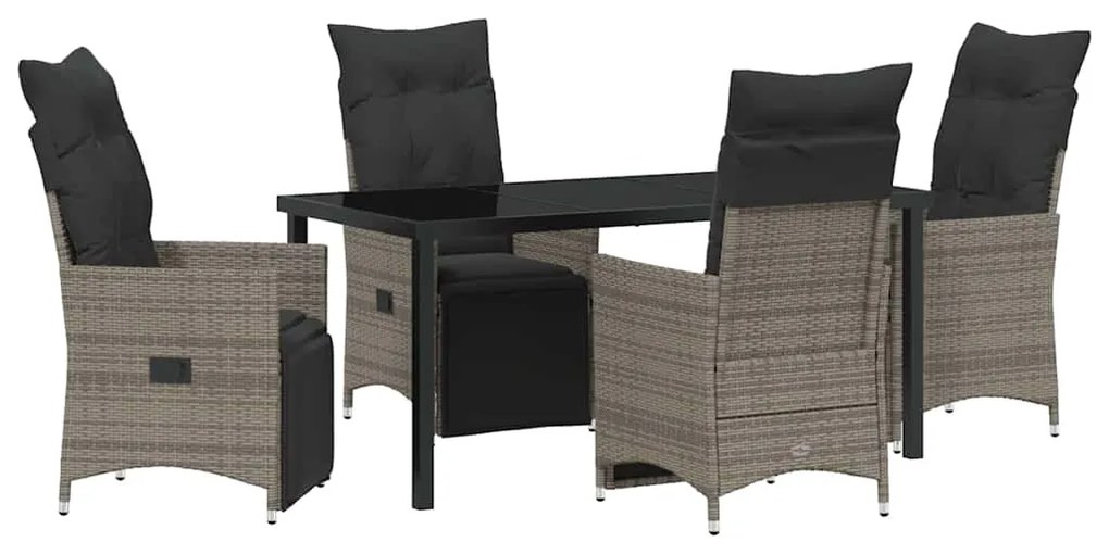 Conjunto de Jantar de Jardim com 5 Peças e Almofadas em Rattan de Poli