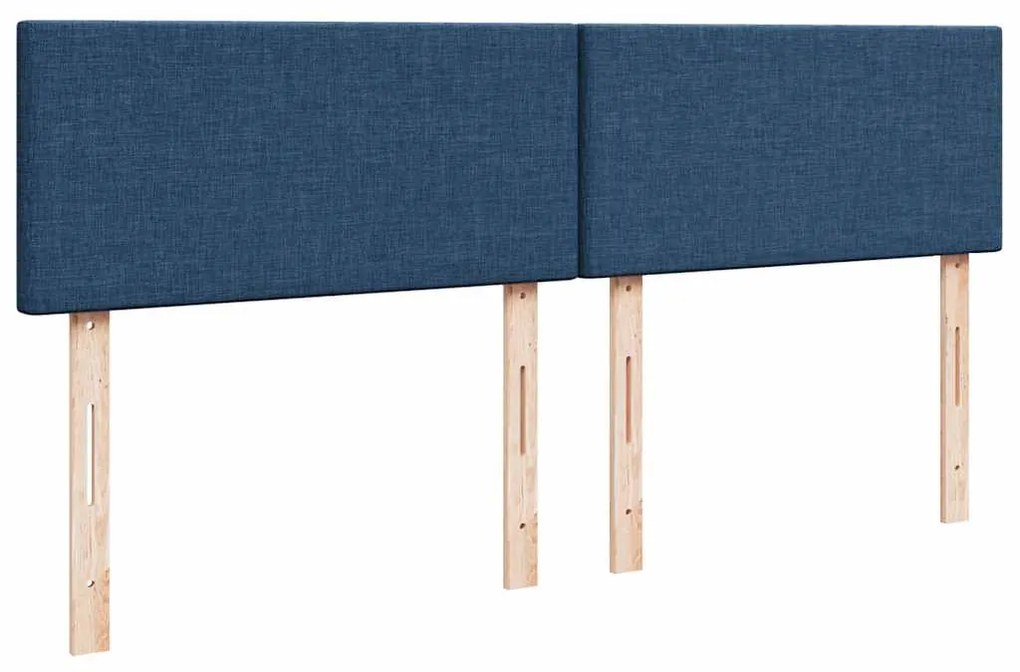Cama com molas/colchão 200x200 cm tecido azul