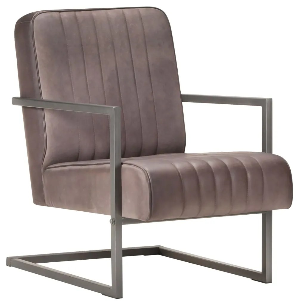 vidaXL Poltrona cantilever couro genuíno castanho