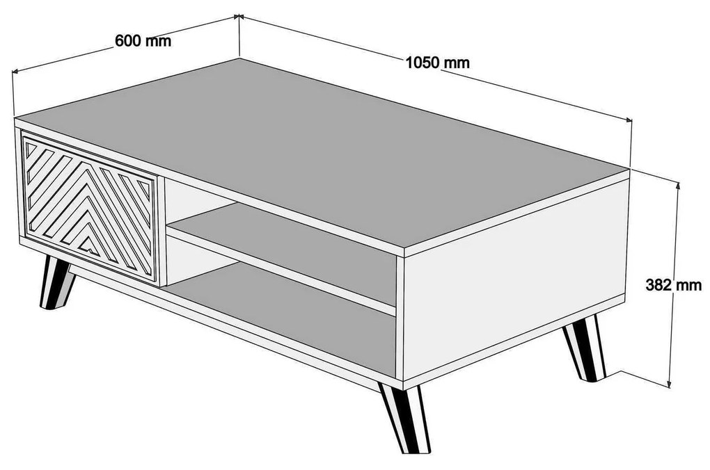 Mesa de Centro "Inci" – 105x60x38.2 cm – Nogueira e Azul - Design Mode