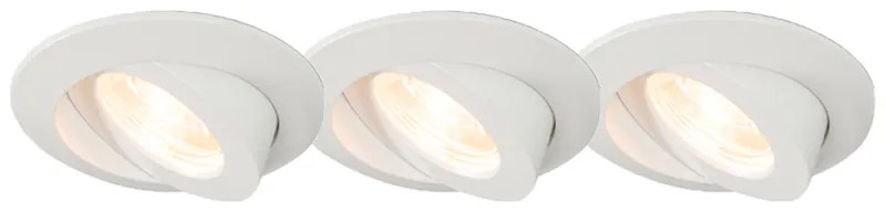 Conjunto de 3 focos embutidos brancos, incluindo LED IP44 - Relax LED Moderno