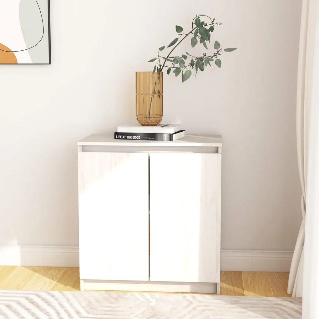 vidaXL Armário de apoio 60x36x65 cm pinho maciço branco