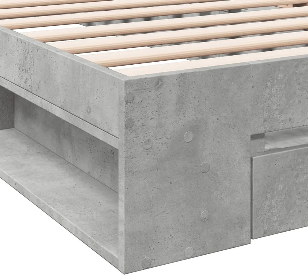Estrutura de cama c/ gaveta derivados madeira cinzento cimento