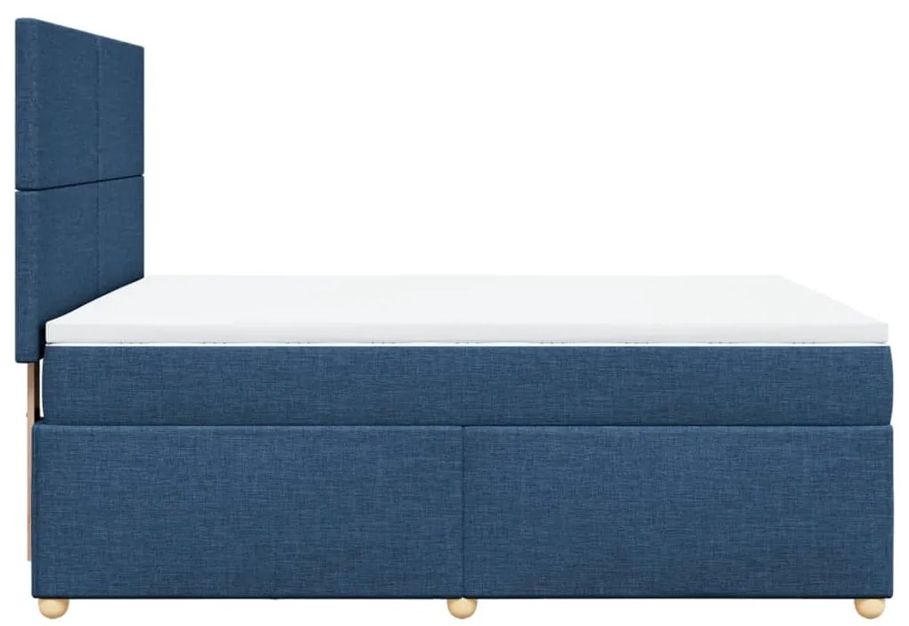 Cama com molas/colchão 160x200 cm tecido azul