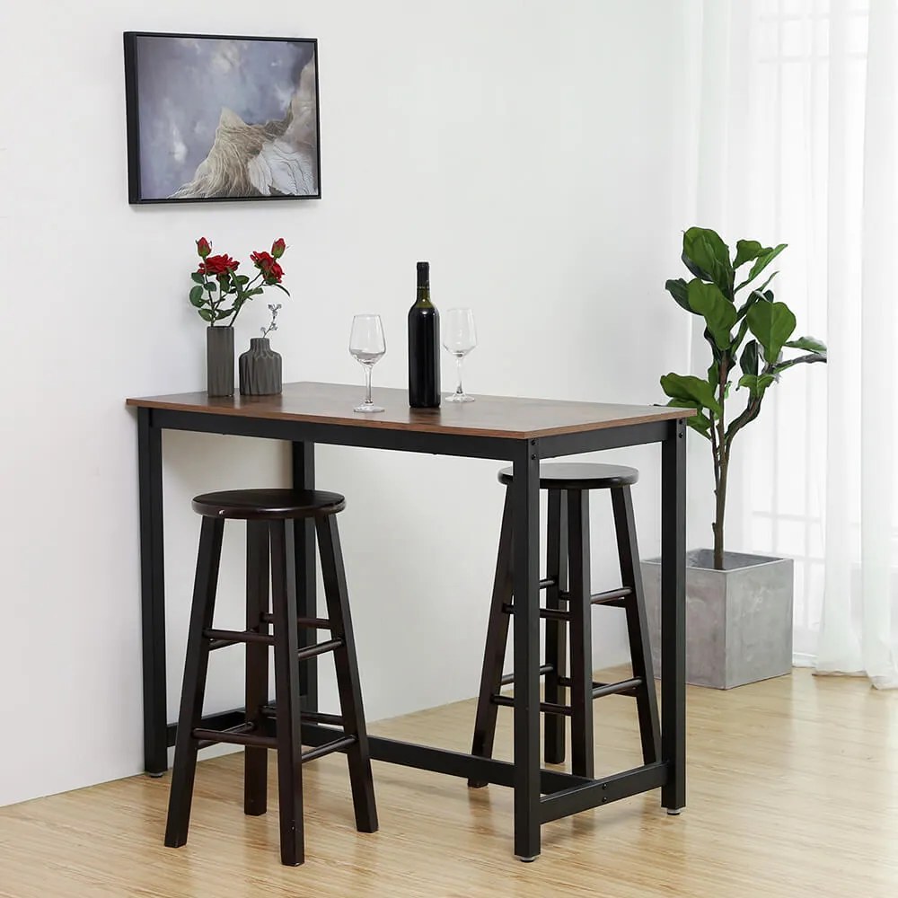 Mesa de bar de design industrial 120 x 60 x 90 cm Castanho vintage