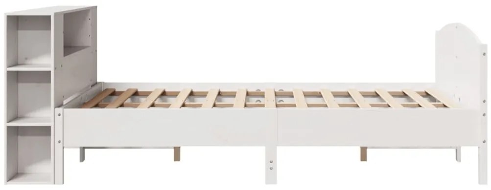 Cama com estante sem colchão 140x190 cm pinho maciço branco