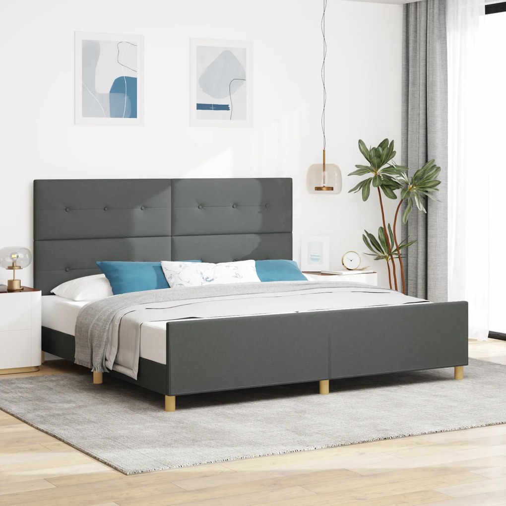 Estrutura de Cama vidaXL Cinza Escuro 200x200 cm em Tecido