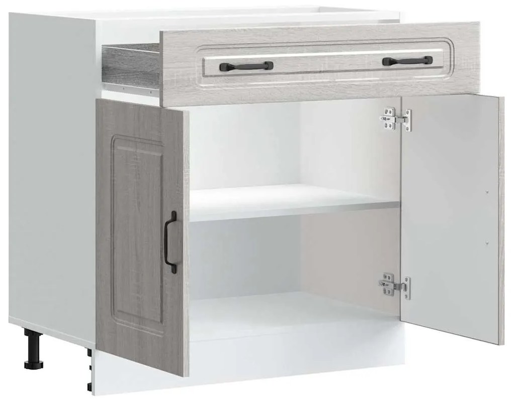 Armário baixo cozinha Kalmar madeira engenharia sonoma cinzento