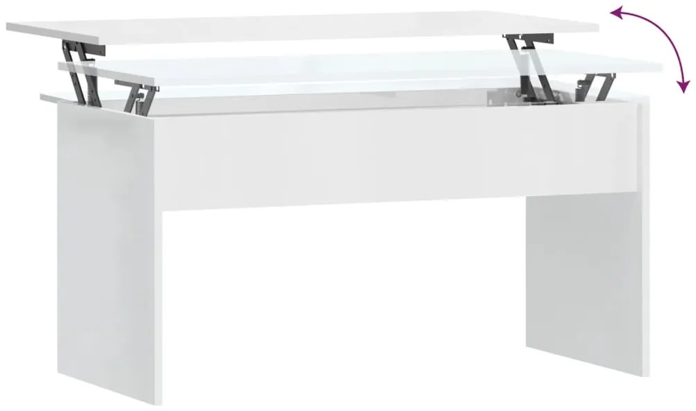 Mesa de Centro Beira Elevatória de 102 cm - Branco Brilhante - Design