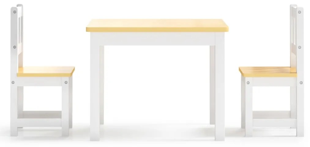 Conjunto Infantil de Mesa e 2 Cadeiras - Branco/Castanho - Design Nórd