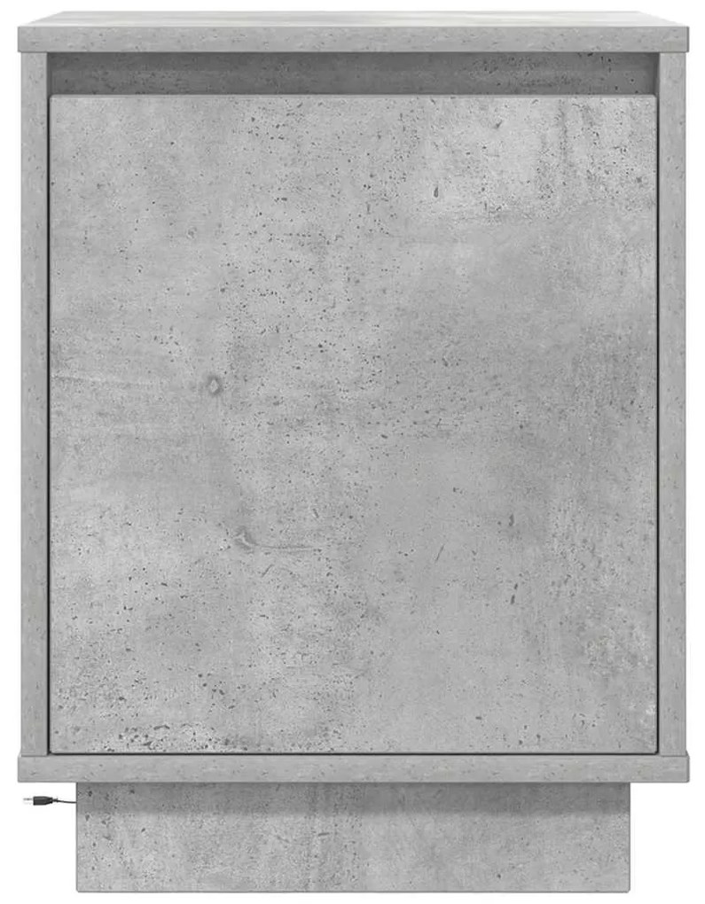 Mesa de cabeceira com luzes LED 38x34x50 cm cinzento-cimento