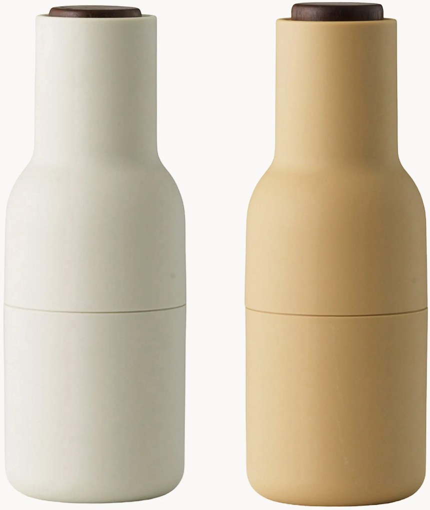 Moinhos de sal e pimenta com tampa em madeira de nogueira Bottle Grinder, conjunto de 2