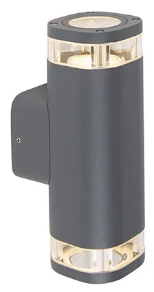 Candeeiro de parede exterior moderno quadrado 2 luzes cinzento escuro - Fox Moderno