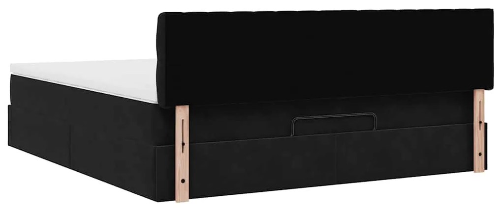 Estrutura de cama otomana com colchão 160x200 cm veludo preto
