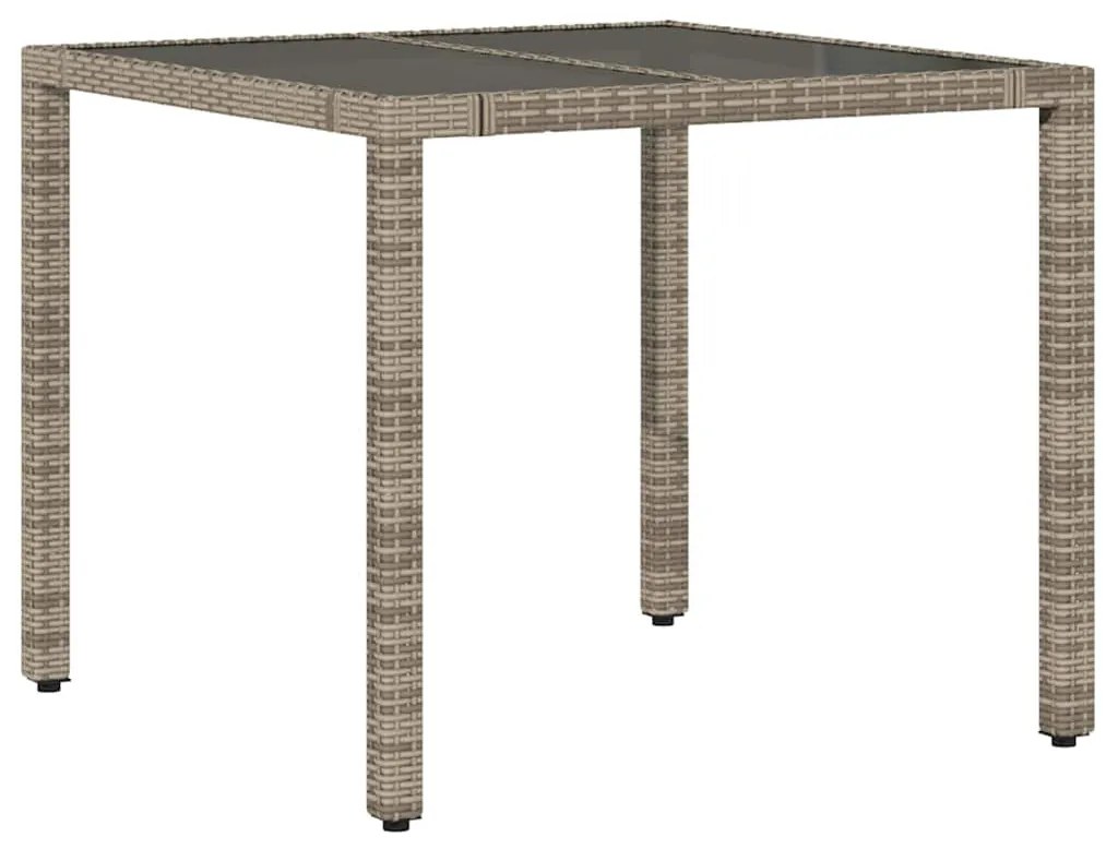 3 pcs conjunto bistrô de jardim c/ almofadões vime PE cinza